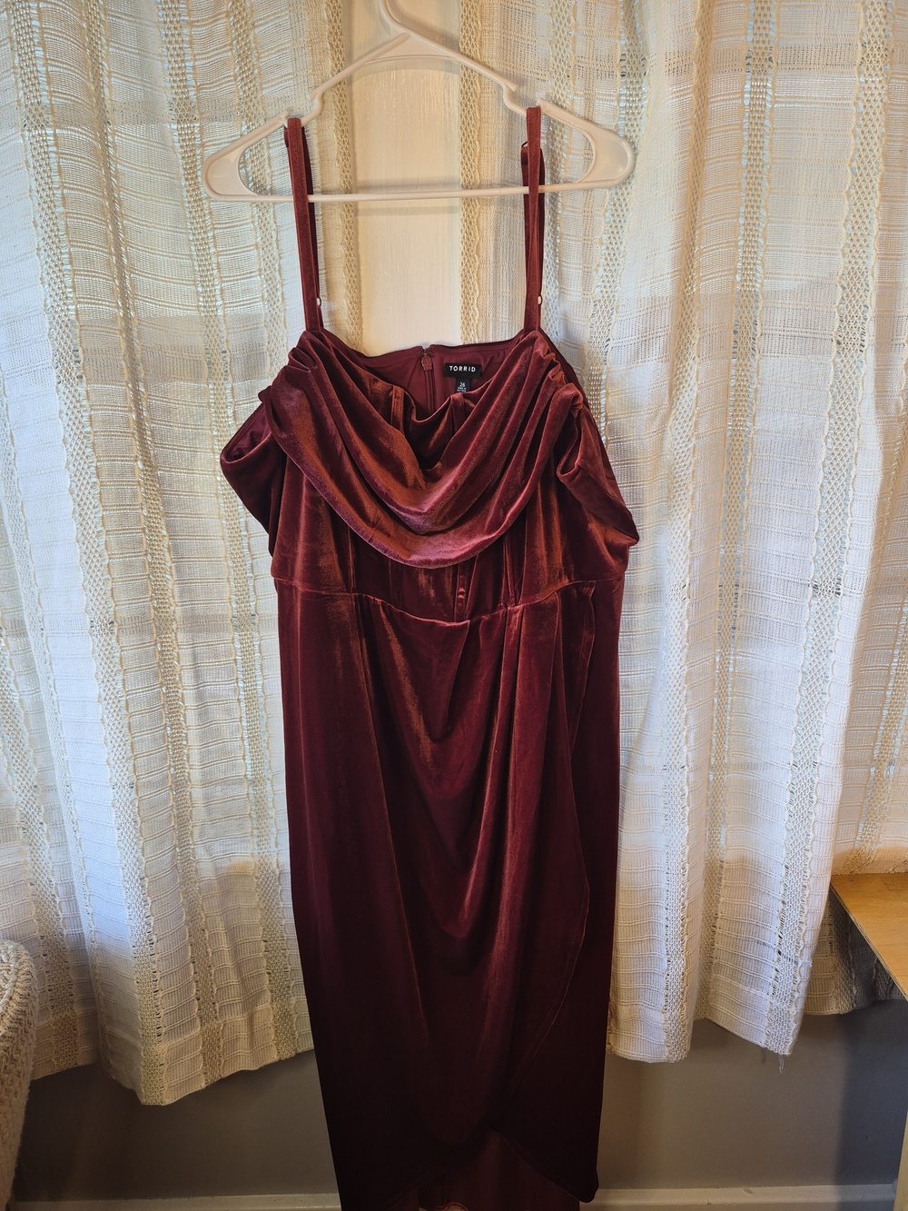 Torrid Burgundy Velvet Cowl Neck Slip Dress Size 26